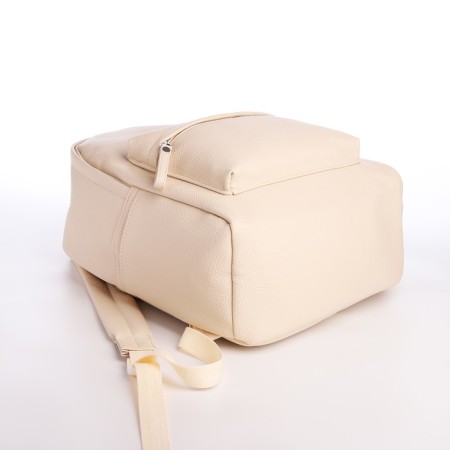 Youth backpack of artificial leather with lightning, 4 pockets, beige color-2