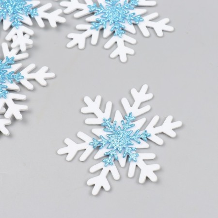 Foamiran's workpiece "Snowflakes" 6 cm, set 6 pcs, blue and blue