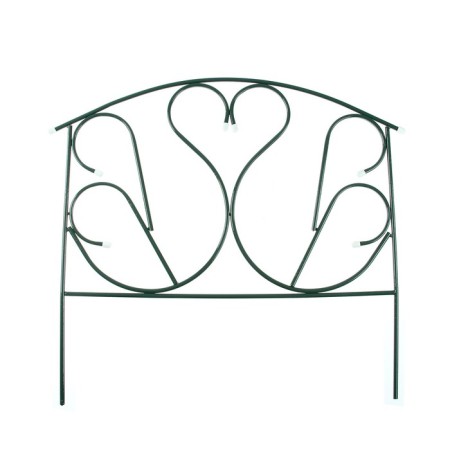 Decorative fence, 69 × 410 cm, 5 sections, with plugs, metal, green, "swan"-7