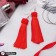 Earrings "Brushes" romance, red color in silver, brush length 9 cm