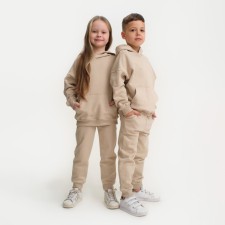 Костюм детский (худи, брюки) KAFTAN "Basic line", размер 36 (134-140), цвет кофейный