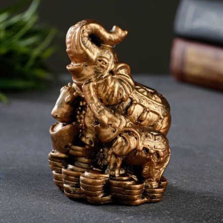 Figure "Elephant with an elephant on money" bronze, 7x10x6cm