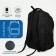 Male backpack, Marat, 3 lightning departments, 3 external pockets, black/blue color