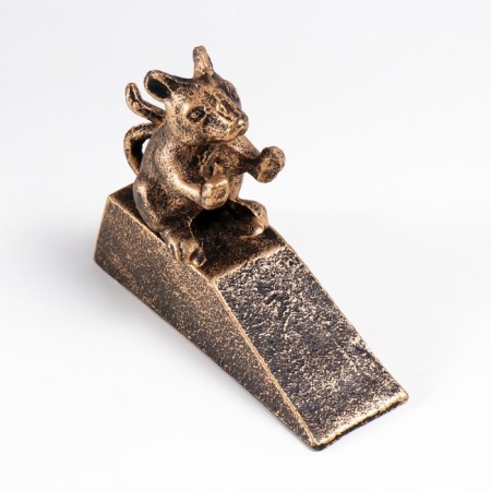 Stopper door cast iron "mouse" Golden Patina 11x4x14 cm-4