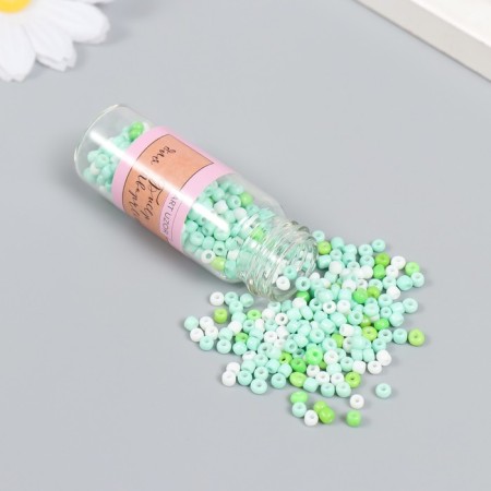 8/0 beads in the bottle "Young greens" 20 g 6x2x2 cm-1