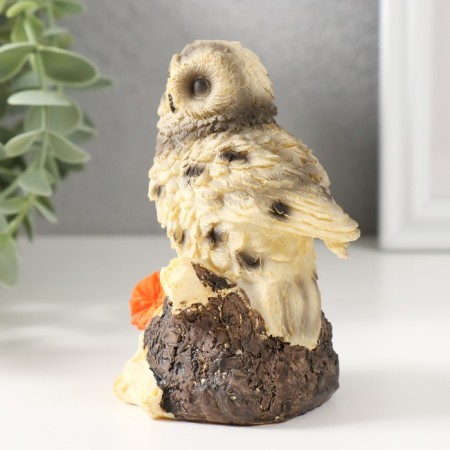 Souvenir Polystone "Owl on a branch with flowers" 8x7x11 cm-3