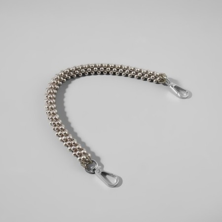Handle for bag, cord from beads, 28 cm, silver color-1