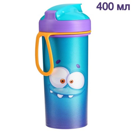 Baby bottle, 400 ml., With a loop, blue color