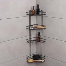 Bathroom shelf for the bathroom 4-tier native, 175 × 175 × 762 mm, black matte color