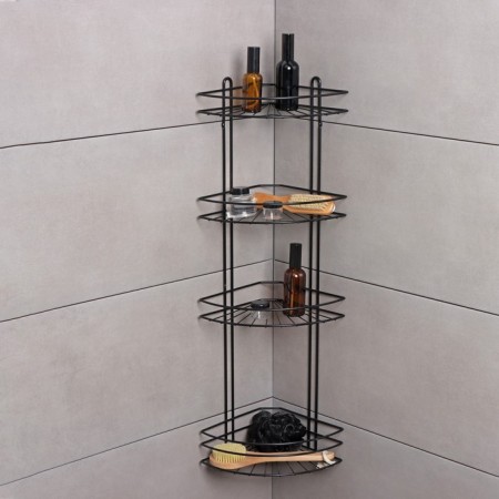 Bathroom shelf for the bathroom 4-tier native, 175 × 175 × 762 mm, black matte color