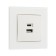 Socket with USB-A + usb-C connectors, 2.1 A, 5V, TOT GLOSSY GLASS, hidden, glass, white