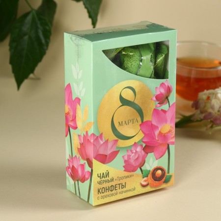 Gift set "March 8": tea 50 g, sweets 100 g-6
