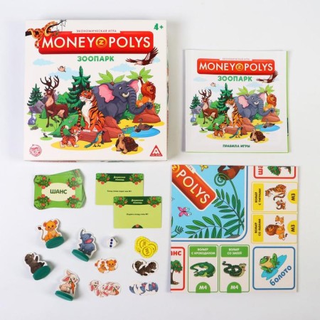Board Economic Game "Money Polys. Zoo ", 90 bills, 4+-1