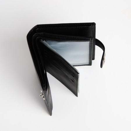Male purse on Magnet, 3 in 1, for bills, auto documents and passports, black color-3