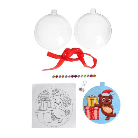 New Year's set for creativity. Fir -tree ball with coloring “New Year! Bear"-1
