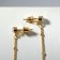 Earrings hanging “chain” with a circle, white color in gold, 5.5 cm