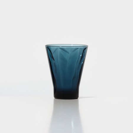 Low glass glass "Shetland sculpture", 300 ml, blue color