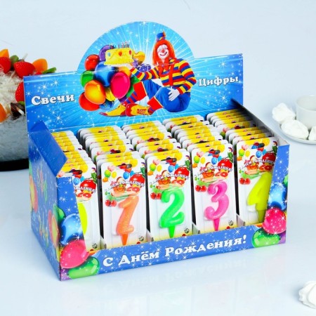 Show Box with candles for cake numbers "marmalade", 10.2 cm 50 pieces-2