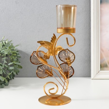Summary Metal, glass per 1 candle "Flight Hummingbird" d = 4.7 cm, gold 15.5x9x27.8 cm-3