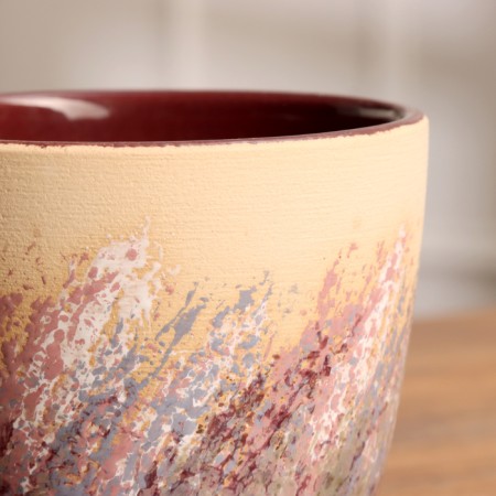 Pot floral painting beige Crocus No. 1, 0.7 L, D - 11.7 cm-2