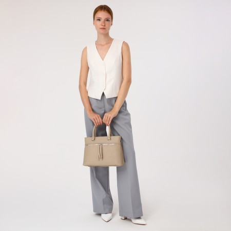 Luggage bag on lightning, 2 outer pockets, beige color-7