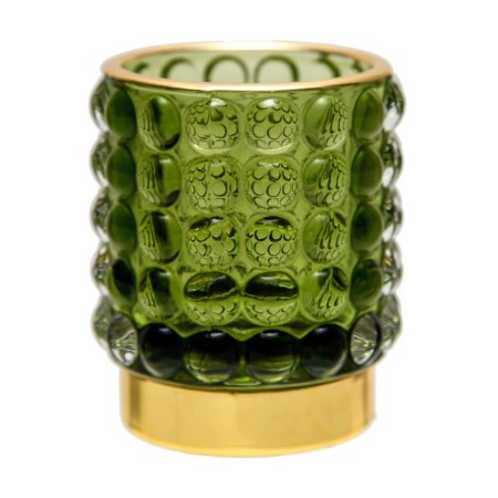 Decorative candlelight made of colored glass, 70 × 70 × 80 mm, green color