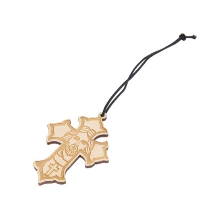 Car suspension, cross with engraving, 8 x 6 cm-1