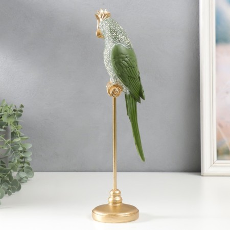 Polystone souvenir "Two green parrots on a bit" 26x10x12 cm-3
