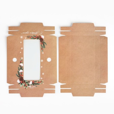 Box for chocolate "spruce branches", with a window, 9.4 x 1.7 x 18.4 cm, New Year-5