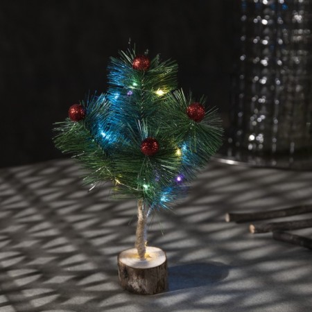 LED figure "Spruce with garland", 15 × 22 × 12 cm, plastic, batteries LR41x2, glow of multi