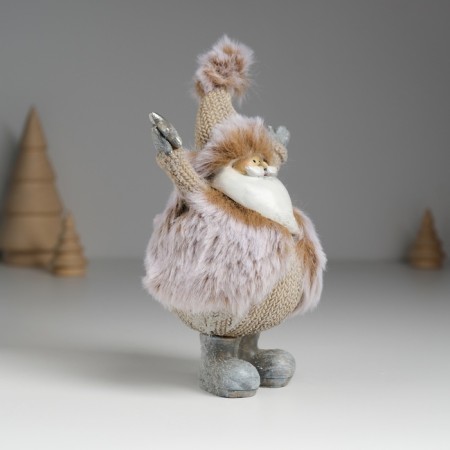 Souvenir Polystone "Santa Claus in a fur coat, with a star" 9x6.5x14 cm-1