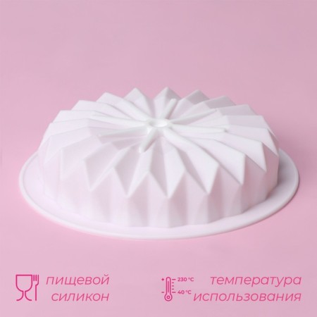 Form for mousse desserts and baking of the “origami”, silicone, 18.5 × 18.5 cm, white color-1