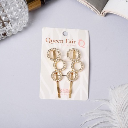 Invisibility for hair "Liberty" (set 2 pcs) radiance circles, 5.5 cm, gold-2