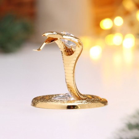 New Year. Souvenir snake, metal, glass, white crystals 5.5 × 8 × 6.5 cm
