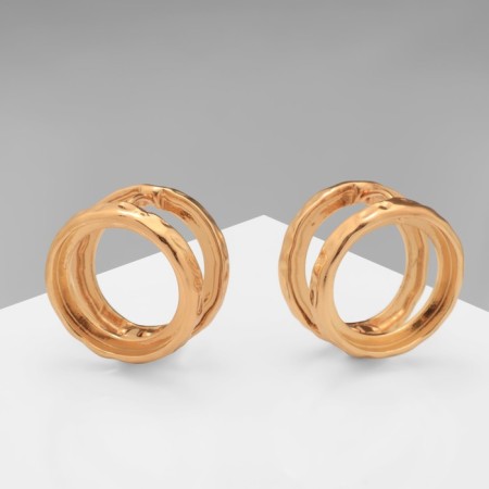 Earrings Metal "Chord" two circles, color gold