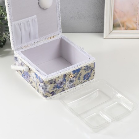 Casket for needlework "Lilac flower clearing" 20x20x11 cm-3