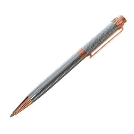 Gift handle, ballpoint, in the leatherette case, rotary, VIP case, silver-golden body-1