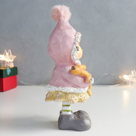 Souvenir Polystone "Girl in a pink jacket with a dog in her hands" 9.5x8.5x19.5 cm-1