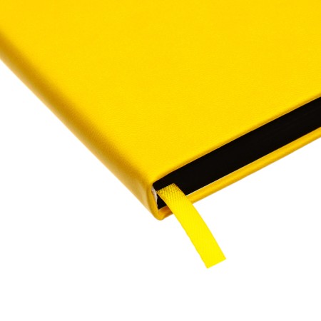 Leduced Diary A5, 140l, Cage, leatherette, elastic band, black cut, yellow-4