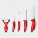 Kitchen kit on the stand “bend”, 5 objects: 4 knife, blade 7.5 cm, 10 cm, 13 cm, 15 cm, vegetable cleaning, red color