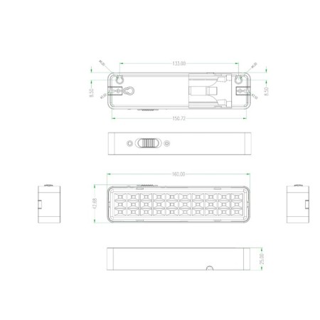 Emergency lamp LED era DBA-1, 160x43x25 mm, IP20, LED, 3W, 140LM, white color-6