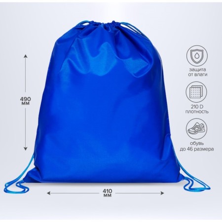 A bag for shoes 490 x 410 mm, "standard" max, (soft polyester, density 210 d), cornflower/blue