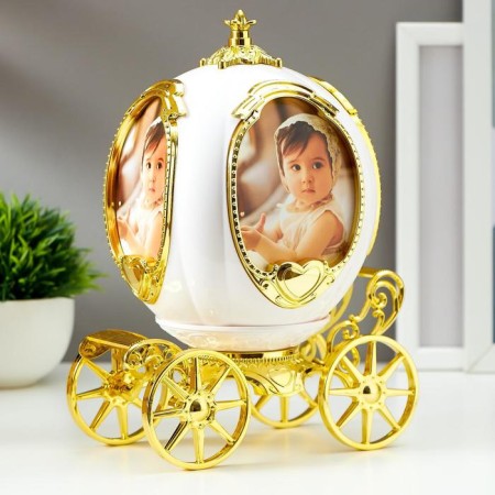 Photo frame plastic 9x7.5 cm Music "Carriage" White with gold 23x18x12.5 cm