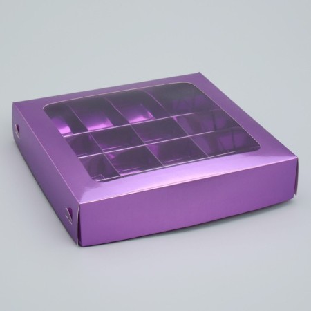 Box for sweets, confectionery packaging, 16 cells "violet", 18.9 x 18.9 x 3.8 cm-3