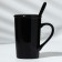 Ceramic “Argument” mug, 420 ml, with a spoon and lid, black color