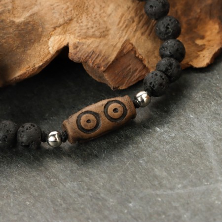 Bracelet from lava with bead Ji "Three Eyes" No. 1-1