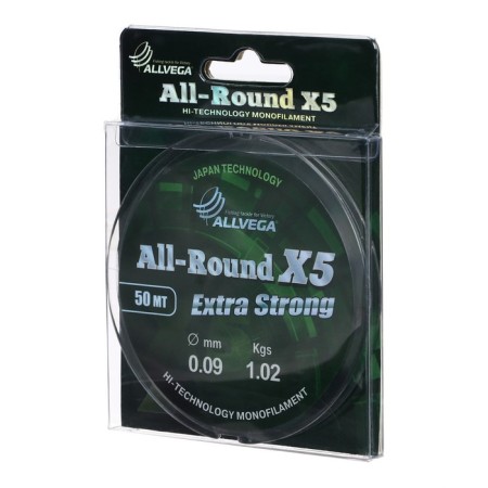 Monophile Flack ALLVEGA All-ROUND X5, diameter 0.09 mm, test 1.02 kg, 50 m, transparent-1