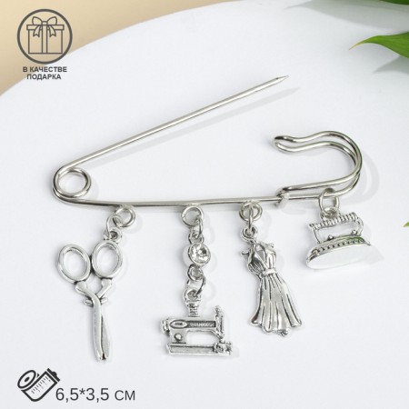 Swabe pin, 6.5 cm, white color in black silver-2