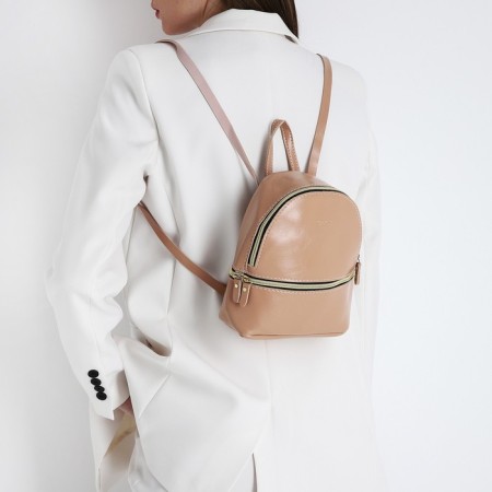 Open-ryczak-mini made of artificial leather with a zipper, powder color-5