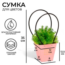 Bag for flowers pink Enjoy EVERY MOMENT MOLAGE-resistant 12X12-8X8-12.5 cm